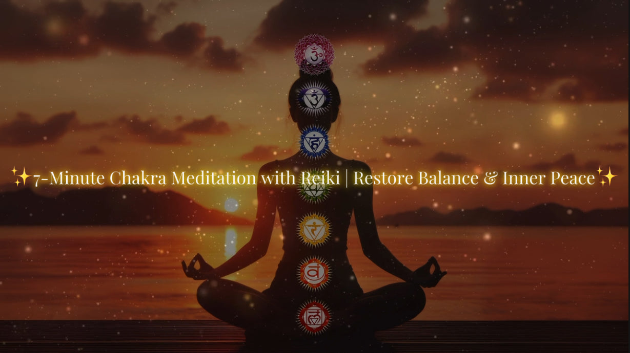 Load video: This 7-Minute Chakra Meditation, infused with Reiki’s subtle energy, offers a serene, music-only escape to realign and restore. While a full Reiki session is intimate and deeply personal, this meditation provides a gentle introduction to its calming presence, allowing you to feel centered wherever you are. Let the colors and frequencies guide you into balance, clarity, and relaxation.